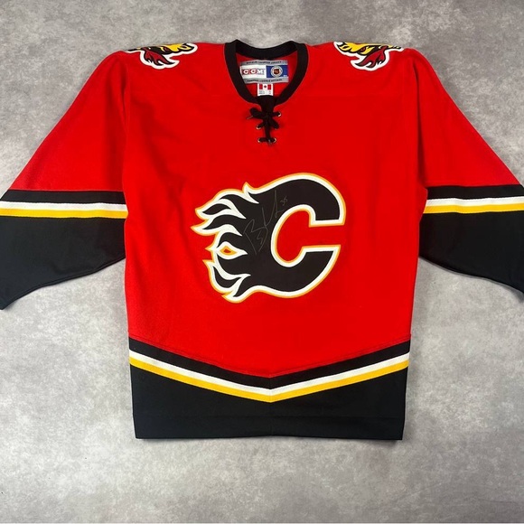 CCM Other - [228] Calgary Flames Vintage Jersey Signed Red NHL CCM XL SIZE